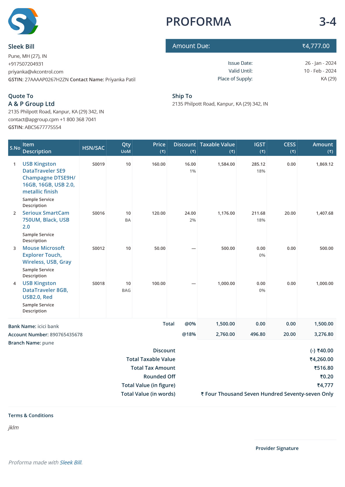 Proforma Invoice