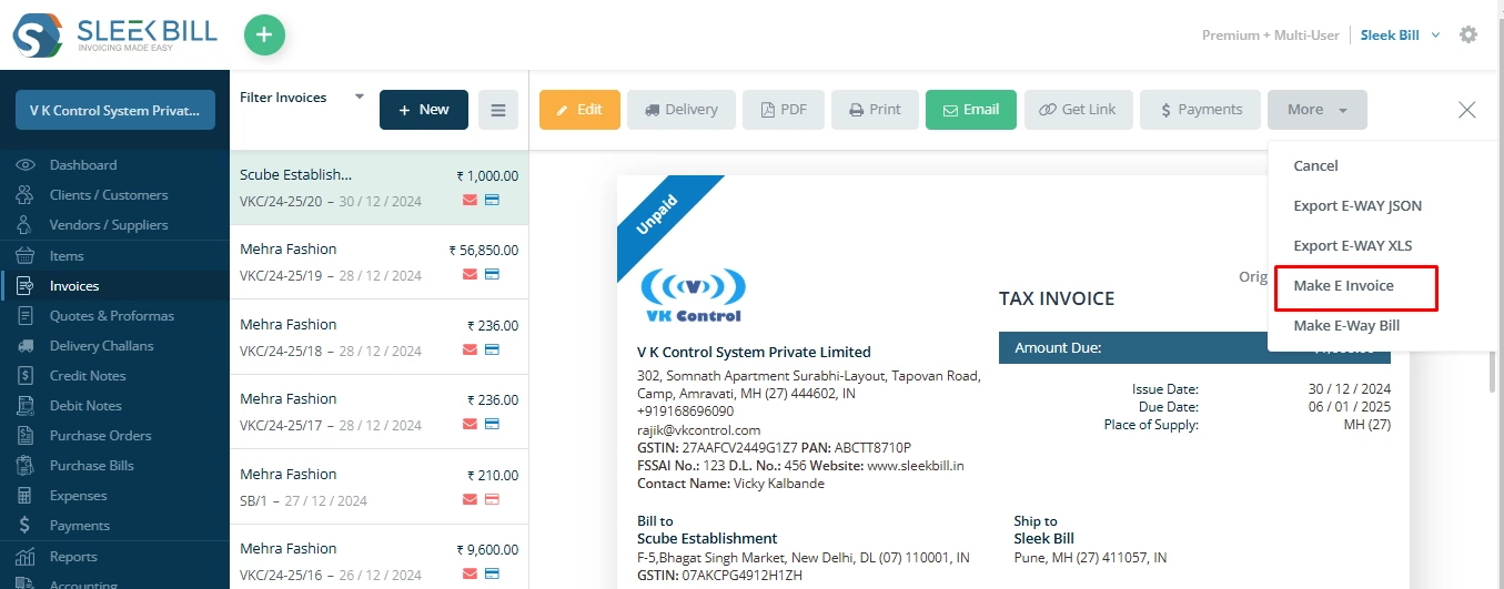 E-Invoice Sample