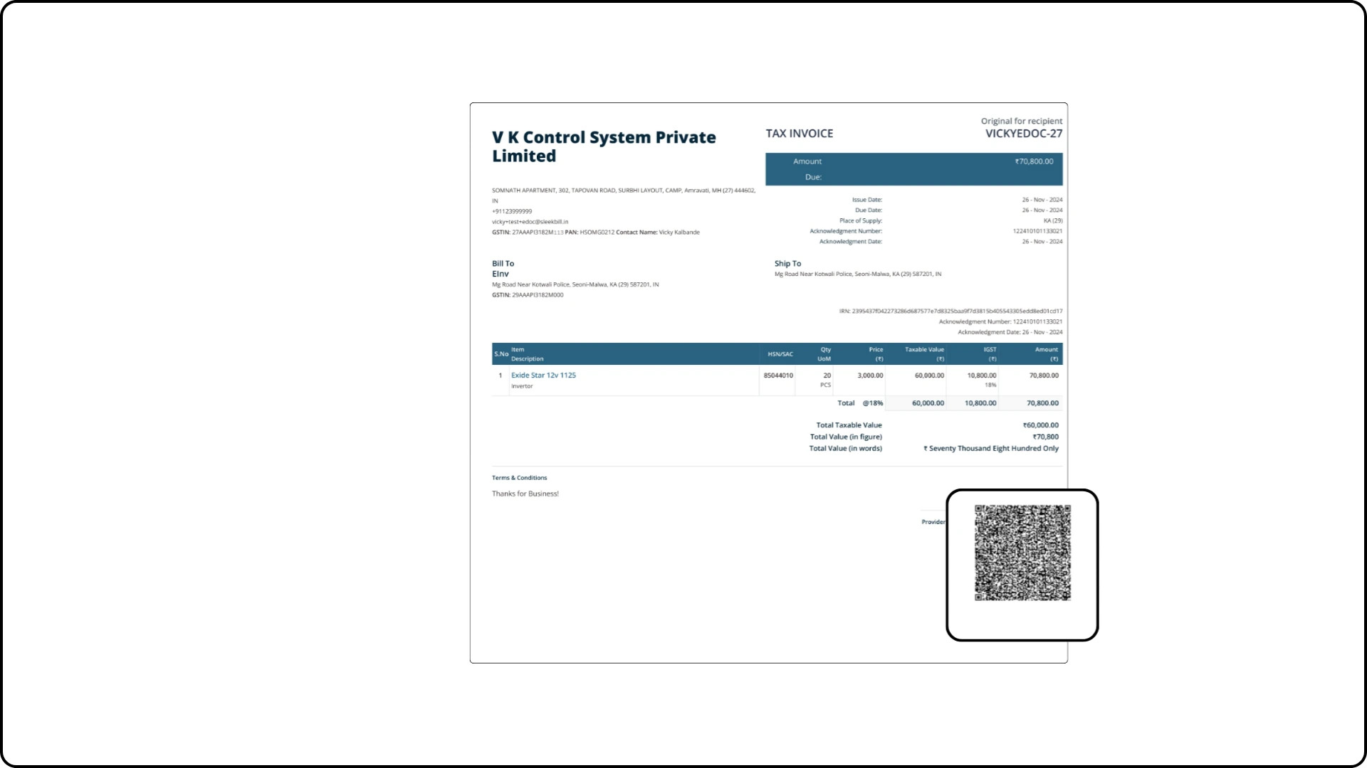 QR On Invoice