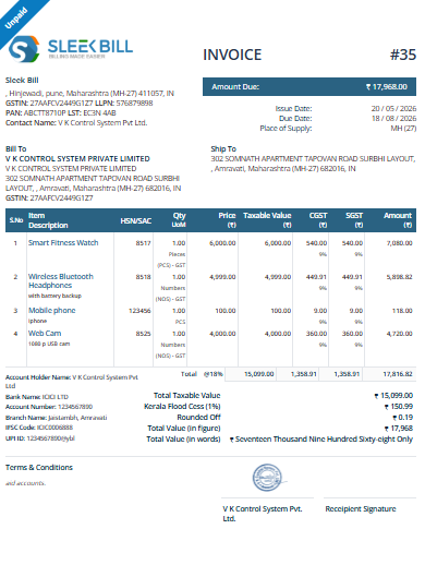 CGST invoice template
