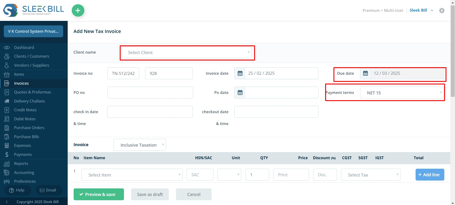 Add Client details