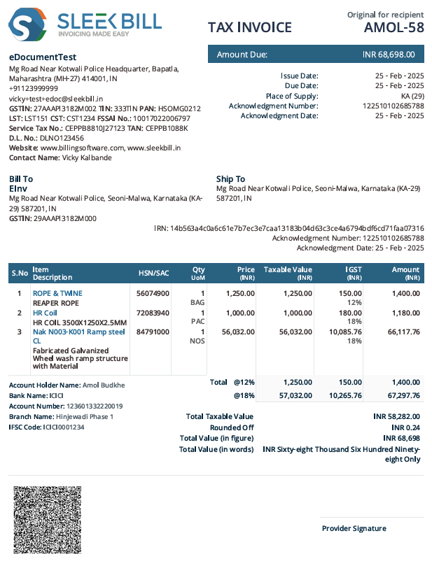 E-Invoice Sample
