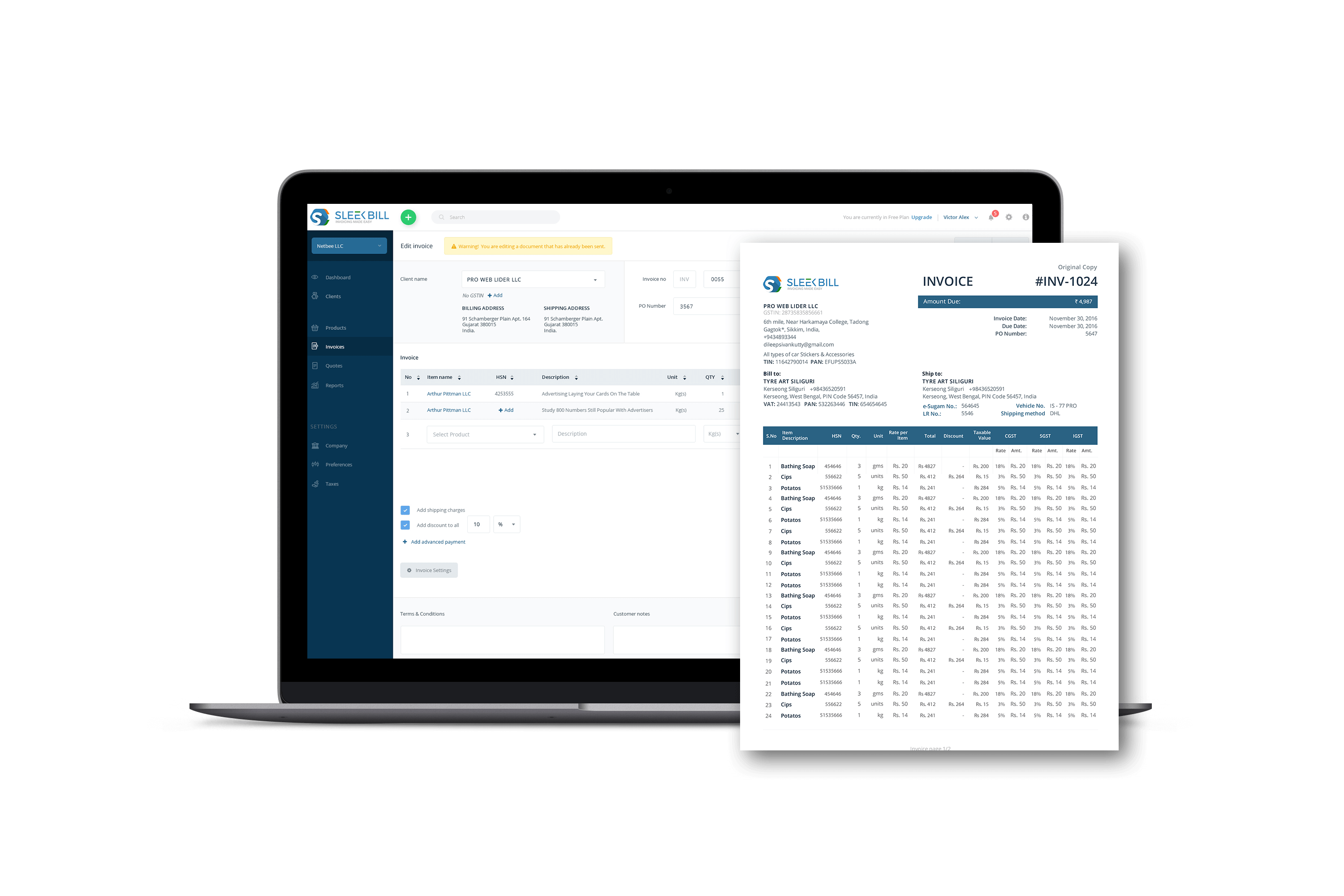 Invoicing GST