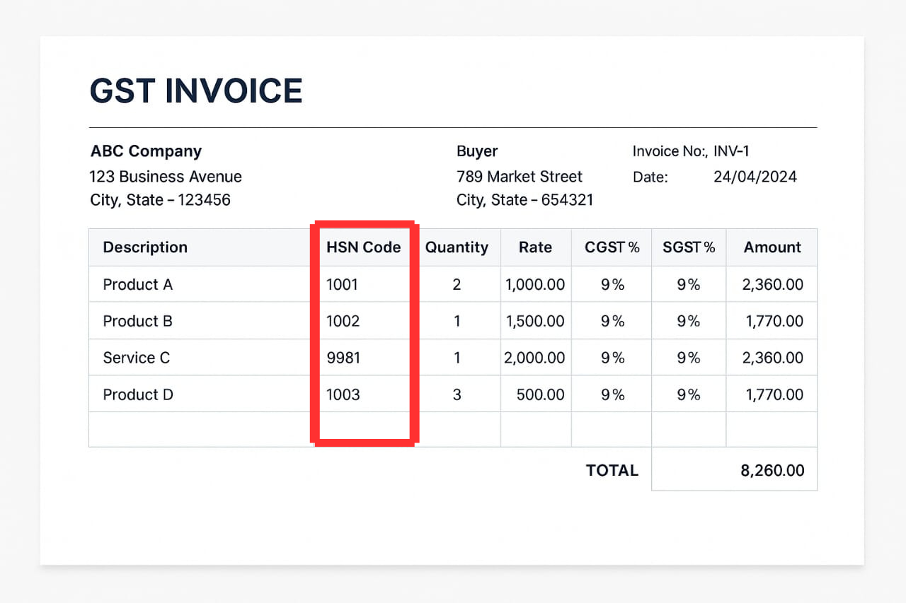 HSN code in invoice