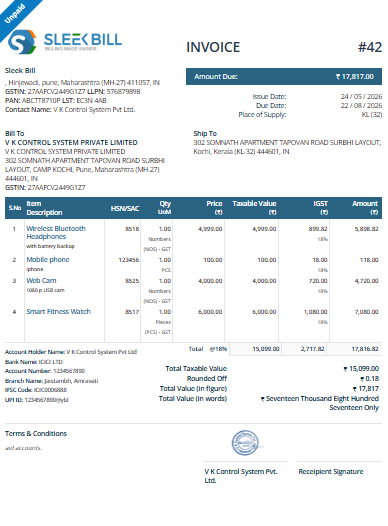 Tax Invoice Format