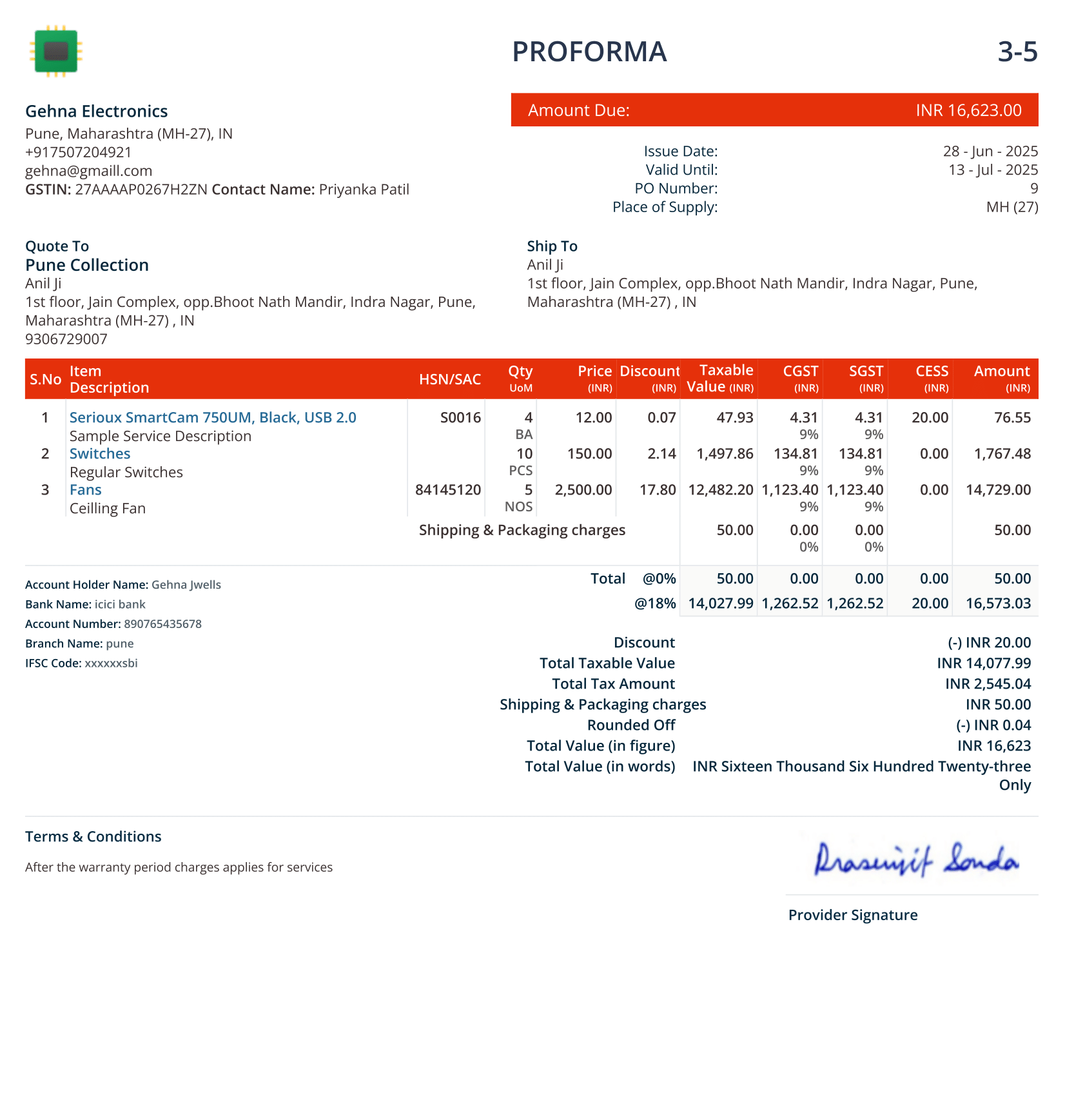 Invoice sample