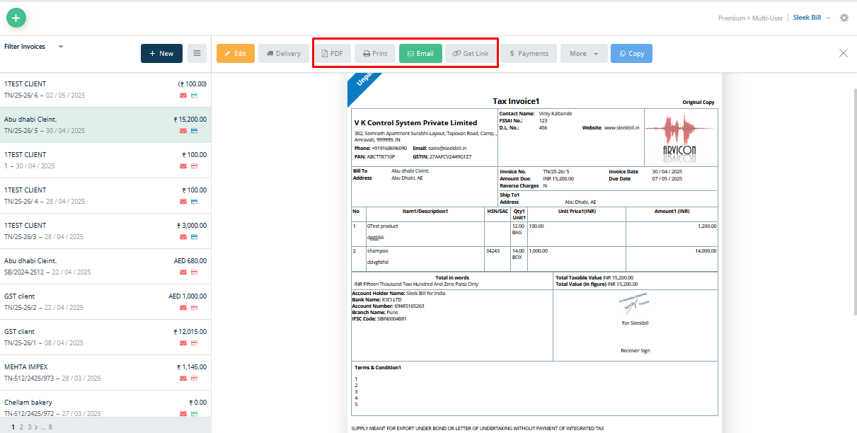 Invoice builder