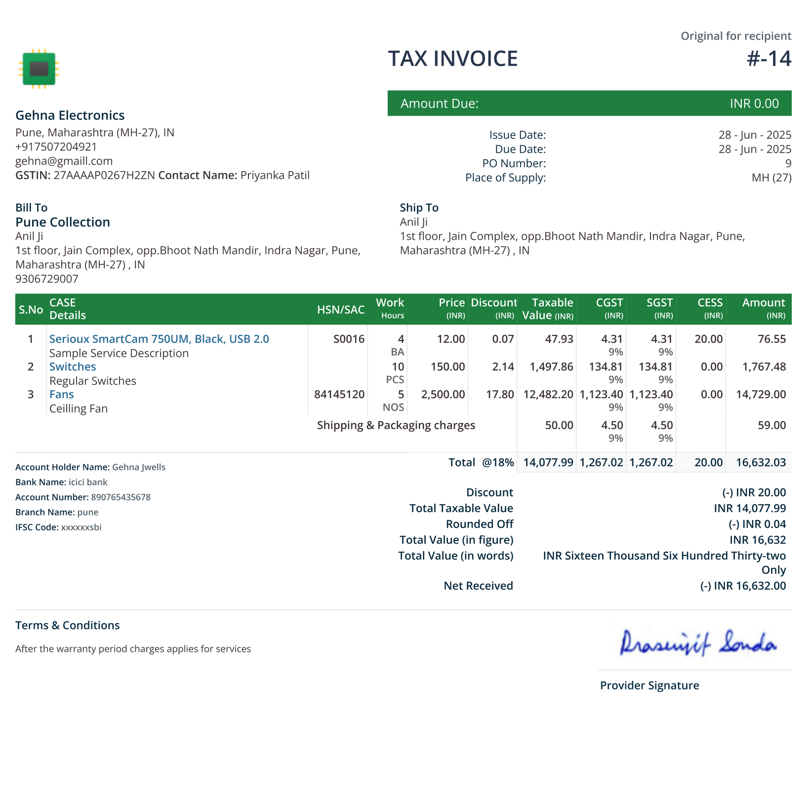 Proforma sample 2