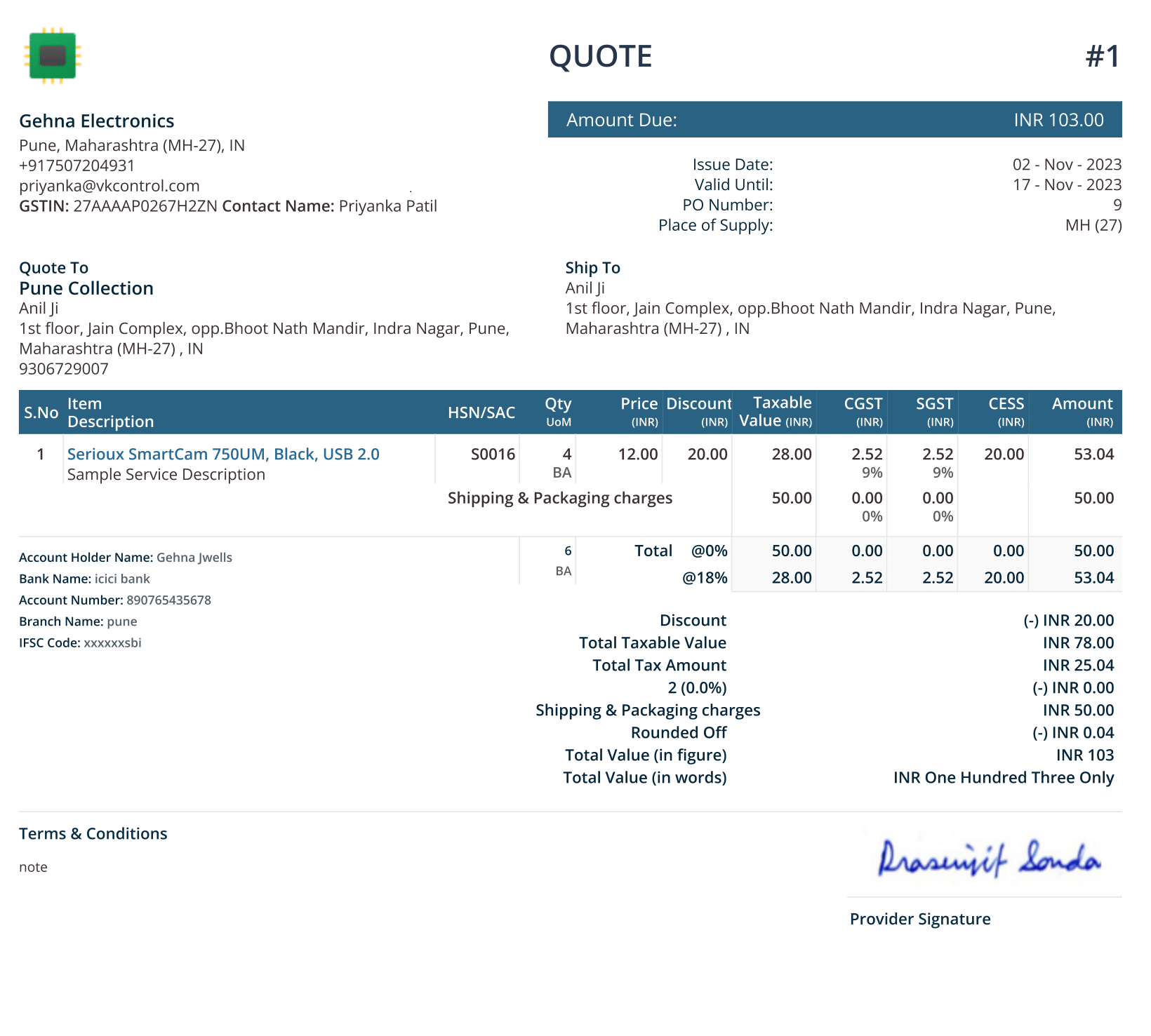 Quotation format