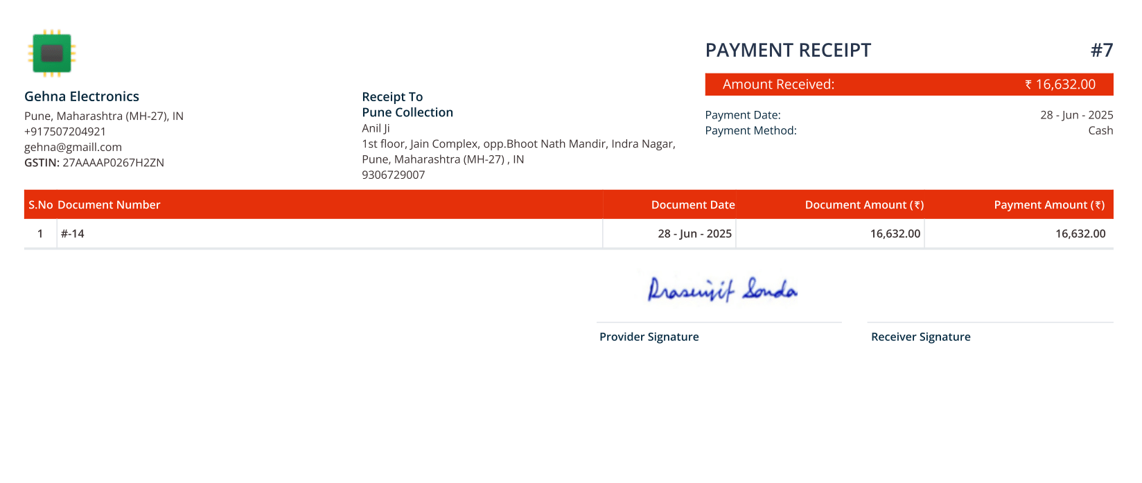 Payment Receipt