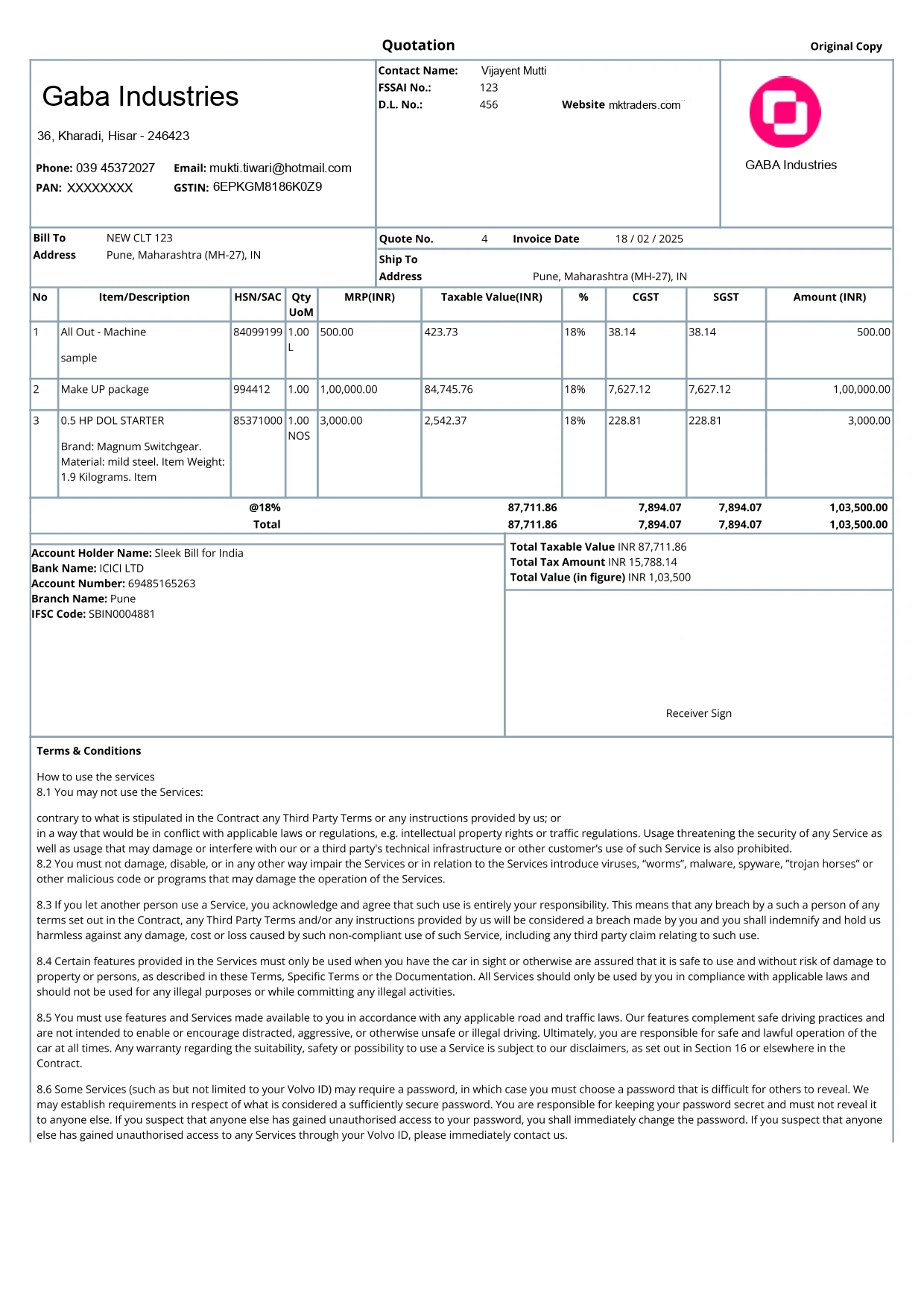 Sales Invoice Sample