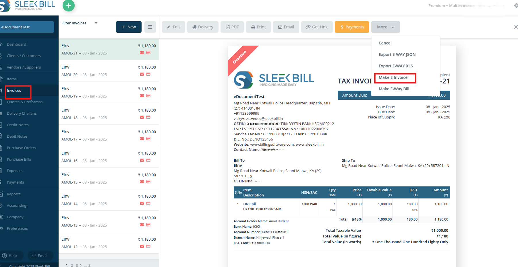E-Invoice Sample